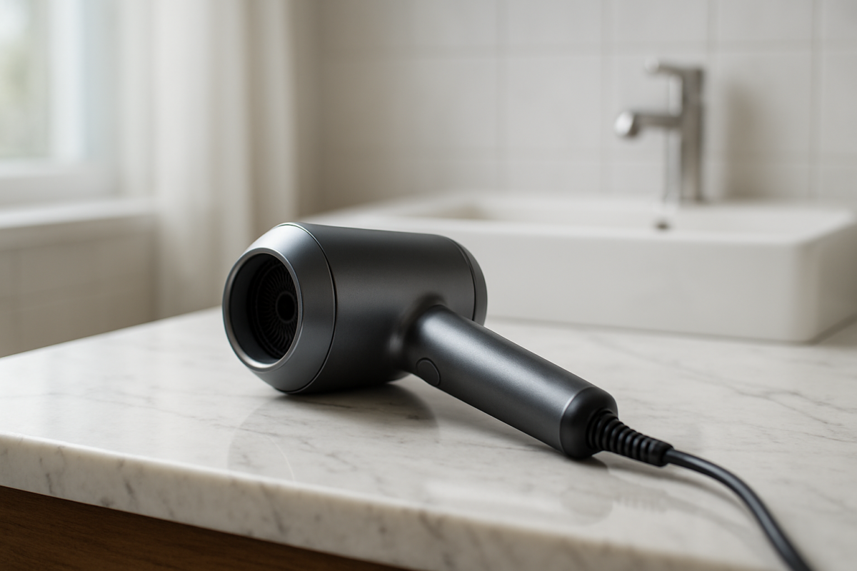 Dramatic close-up showing why Dyson hair dryers present challenging storage problems, highlighting the thrilling breakthrough solutions for compact living spaces