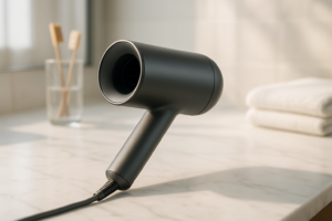 Sleek transformed frizzy hair with Dyson Airstrait straightener, dramatic before-and-after results showing smooth salon-quality finish without traditional straightening iron