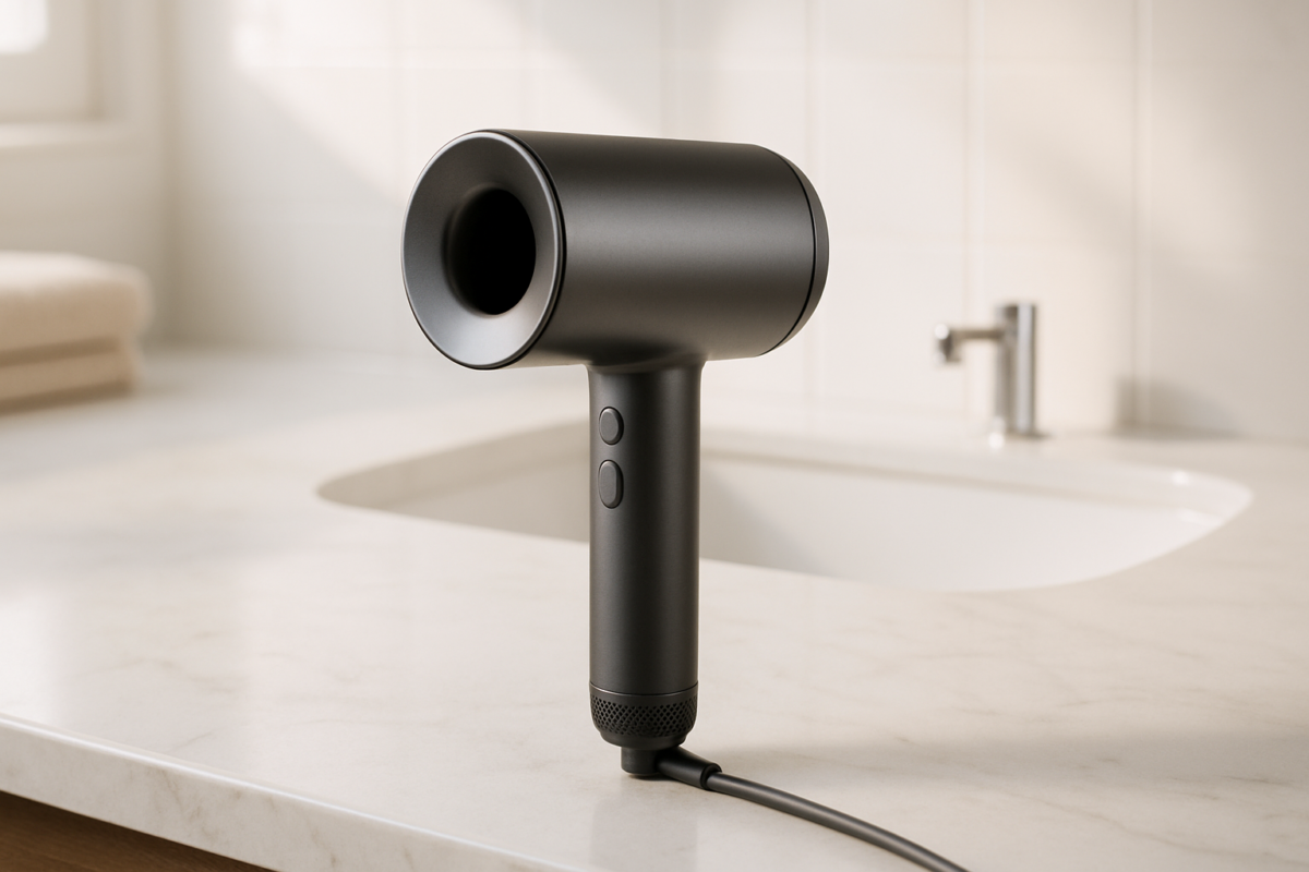 Essential storage solution for organizing your luxurious Dyson hair dryer with dramatic space-saving elegance and practical convenience