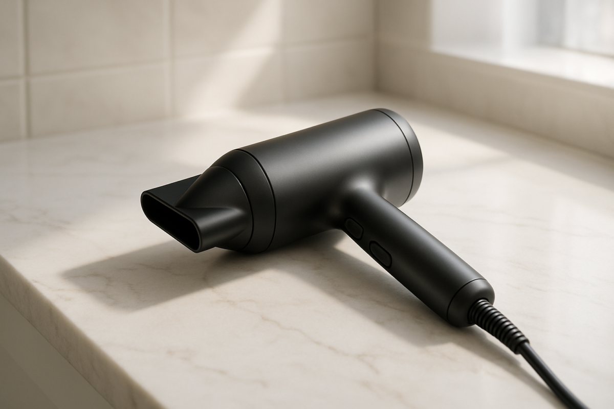 Sleek black Panasonic Nancare hair dryer showcasing its essential ionic technology for dramatically smoother, healthier-looking hair transformation