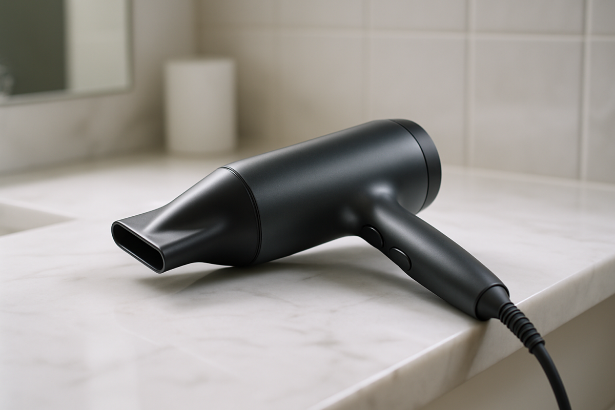 A sleek lineup of three essential budget-friendly hair dryers displayed dramatically against a neutral background, showcasing innovative cost-effective styling solutions for 2026.