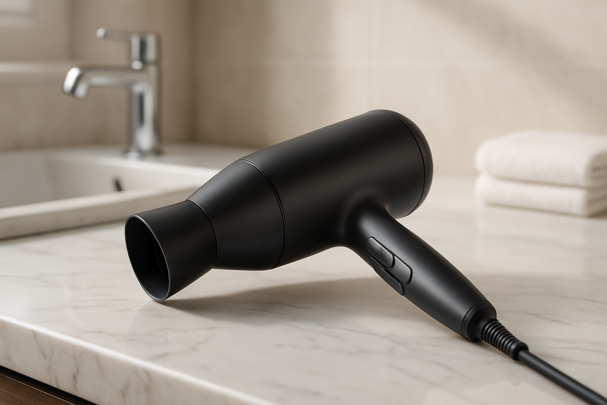 Mens curling hair dryer transforming dull, lifeless hair into voluminous, thrilling waves with essential styling power