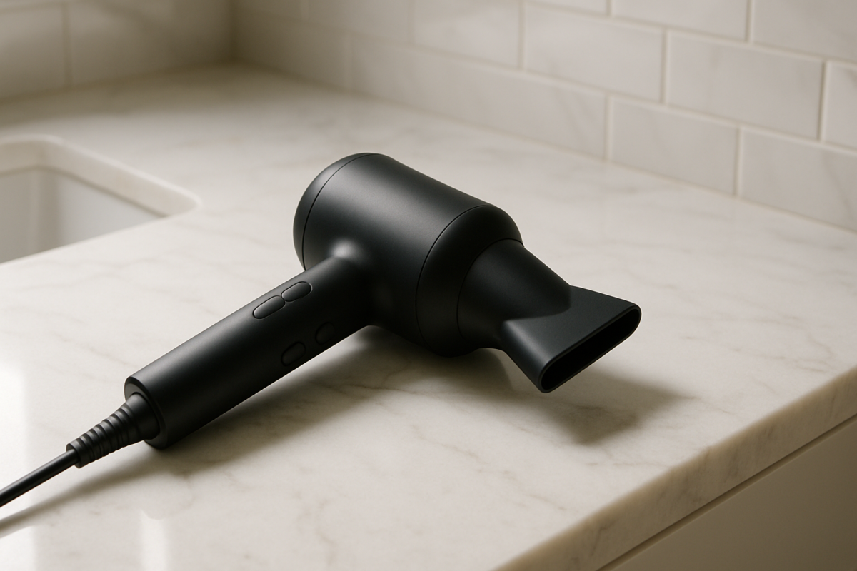 Professional hair dryer with sleek design showing essential styling technology and affordable pricing displayed on price comparison website interface