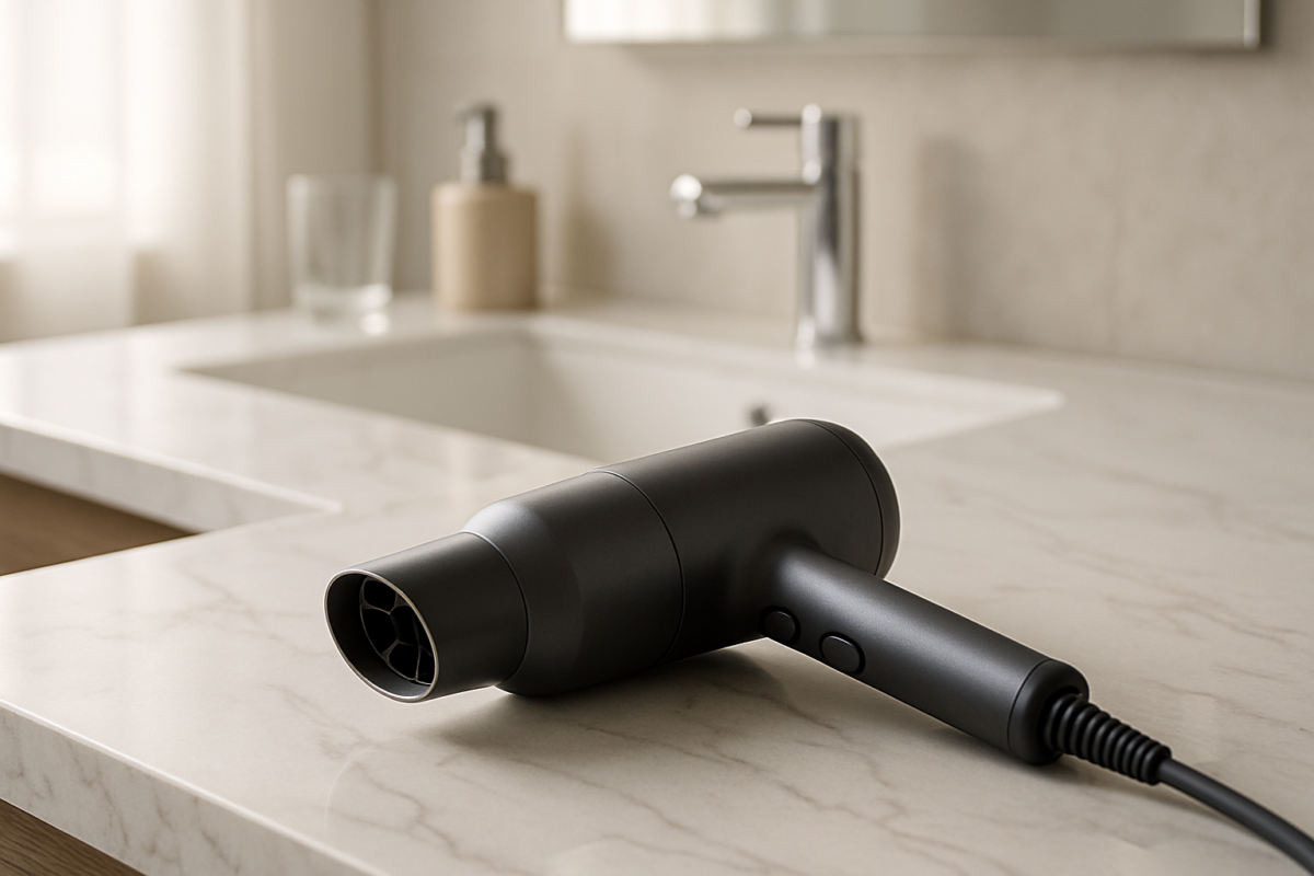 Stunning Dyson hair dryer display at Ksdenki electronics store showcasing premium styling technology with dramatic lighting and modern retail setting, revealing secret money-saving deals and exclusive pricing strategies for savvy shoppers seeking affordable luxury hair care solutions