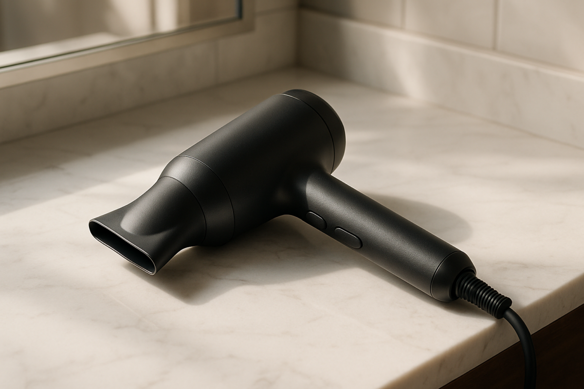 Professional hairstylist comparing thrilling Salonia Glossy Care dryer models side by side with dramatic before-and-after results showcasing essential hair care technology