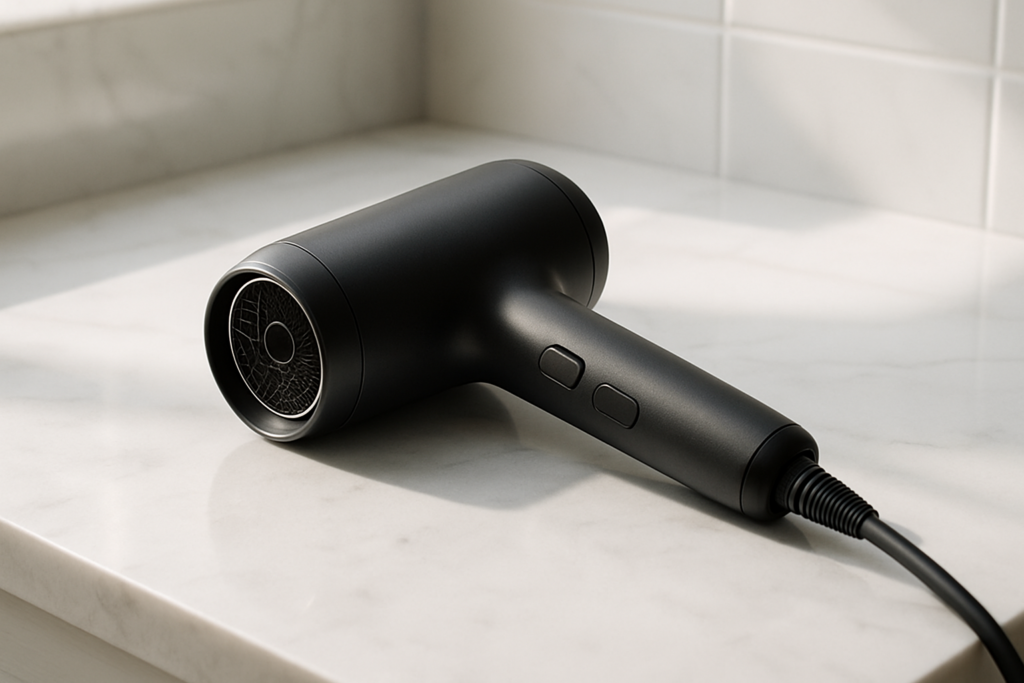 Transformative hair dryer results after three months of use, silky glossy curls styled with Panasonic nanoCare technology, dramatic before and after hair texture transformation