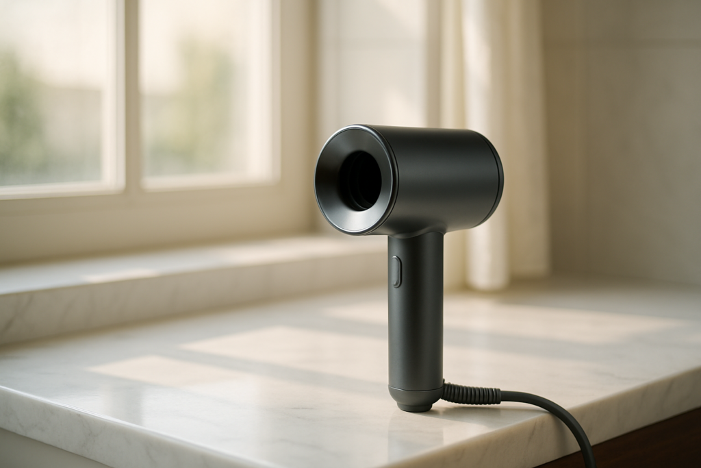 Luxurious Refa Smart W hair dryer creating glossy, salon-quality waves with dramatic lighting showcasing stunning hair transformation after three months of use