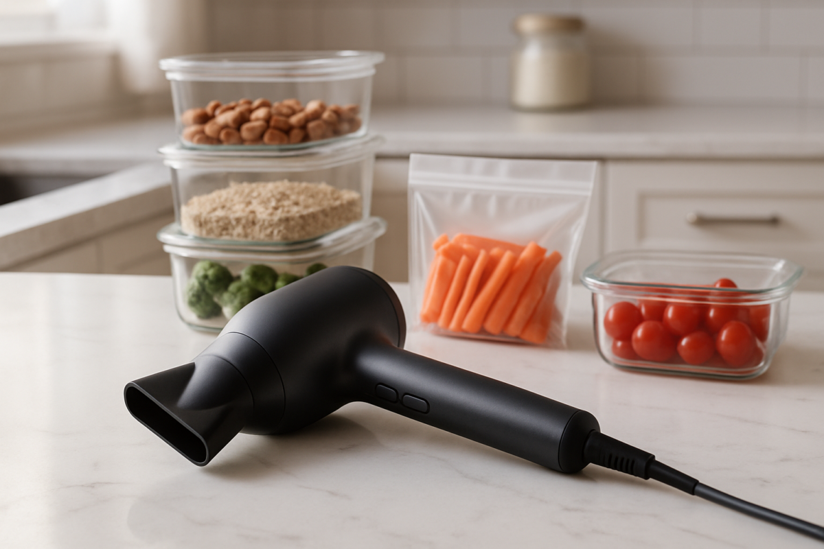 Organized bathroom drawer displaying seven innovative cord storage techniques for hair dryers, preventing tangling and damage with practical home organization solutions